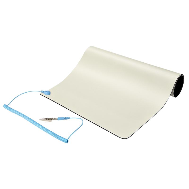 StarTech.com Tapis anti-statique, Tapis ESD pour la réparation d'électronique, Tapis de table/bureau anti-statique avec fil de mise à la terre amovible, ANSI/ESD S 4.1, Tapis de travail thermoplastique flexible, 11x18po (30x46cm) - TAA