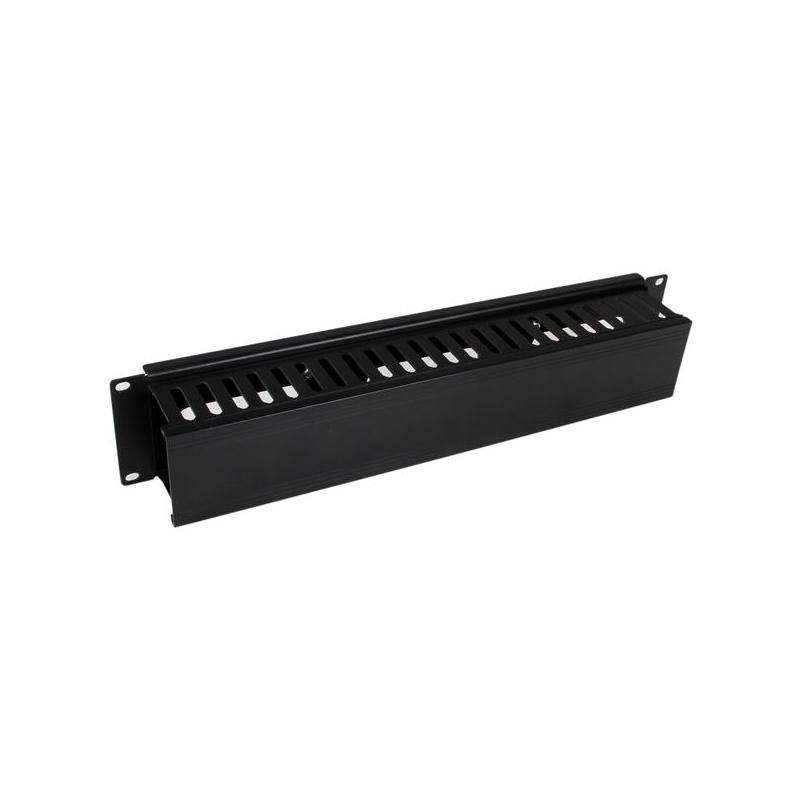 StarTech.com Goulotte Horizontale de Gestion des Câbles pour Rack de Serveur 2U avec Couvercle - Panneau de Chemin de Câbles pour Rack de Réseau 19" - Goulotte à Fentes pour Câbles