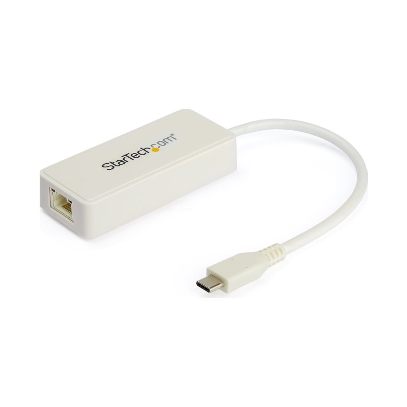 StarTech.com USB C to Gigabit Ethernet Adapter w/USB A Port - White 1Gbps NIC USB 3.0/USB 3.1 Type C Network Adapter - 1GbE USB-C RJ45/LAN TB3 Compatible Windows MacBook Pro Chromebook