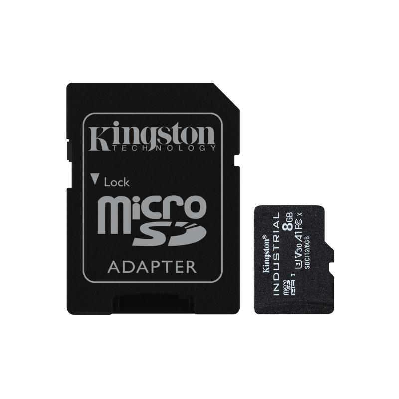 Kingston Technology 8Go microSDHC Industrielle C10 A1 pSLC Carte + Adaptateur SD