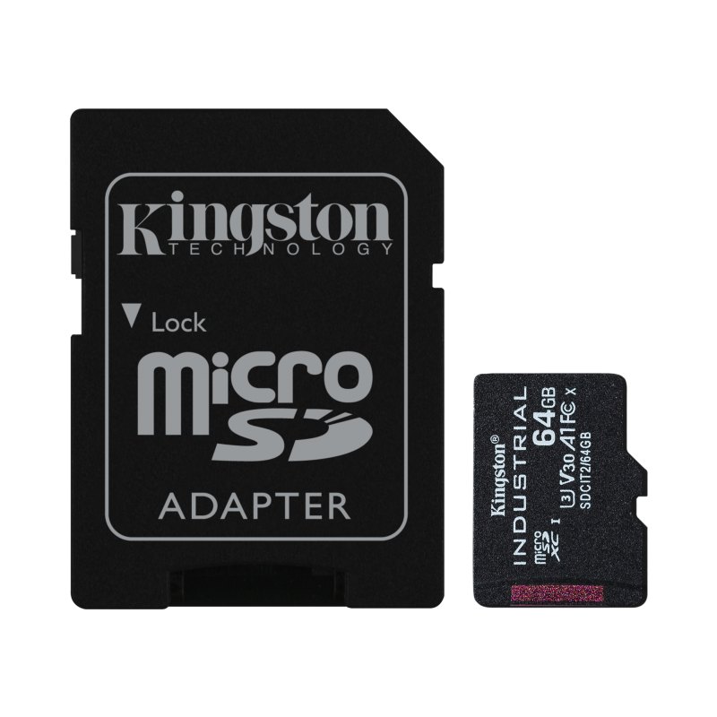 Kingston Technology 64GB microSDXC Industrial C10 A1 pSLC Card + SD Adapter