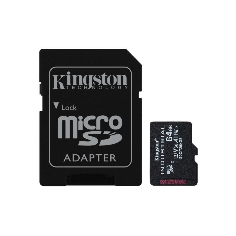 Kingston Technology 64Go microSDXC Industrielle C10 A1 pSLC Carte + Adaptateur SD