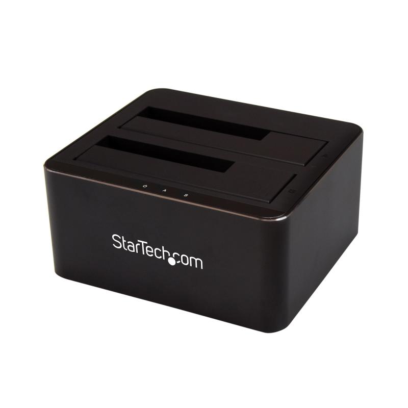 StarTech.com Station d'accueil de disque dur à double baie USB 3.0 vers SATA, Dock de disque dur USB, Station d'accueil de disque SATA 2,5/3,5" externe I/II/III SSD/HDD, Baies de disque dur à échange chaud, Chargement par le haut