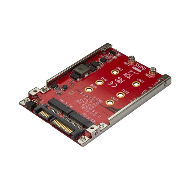 StarTech.com Adaptateur M.2 vers SATA pour SSD M.2 SATA, Hôte d'adaptateur de lecteur M2 à double emplacement avec prise en charge RAID, facteur de forme de lecteur 2,5 pouces, TAA