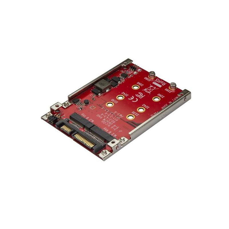 StarTech.com Adaptateur M.2 vers SATA pour SSD M.2 SATA, Hôte d'adaptateur de lecteur M2 à double emplacement avec prise en charge RAID, facteur de forme de lecteur 2,5 pouces, TAA
