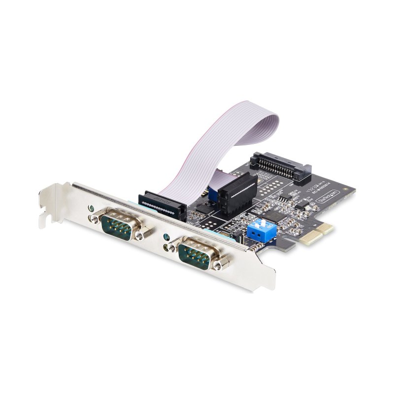 StarTech.com Carte Série PCI Express à 2 Ports - Adaptateur/Carte PCIe à 2 Ports vers RS232/RS422/RS485 (DB9), Support Bas-Profil Inclus, UART 16C1050, Windows/Linux, Conformité TAA - Protection ESD de niveau 4