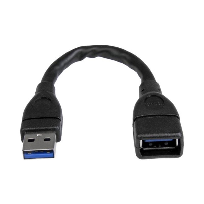 StarTech.com USB 3.0 (5Gbps) A-to-A Extension Cable - M/F - 6 in, Black