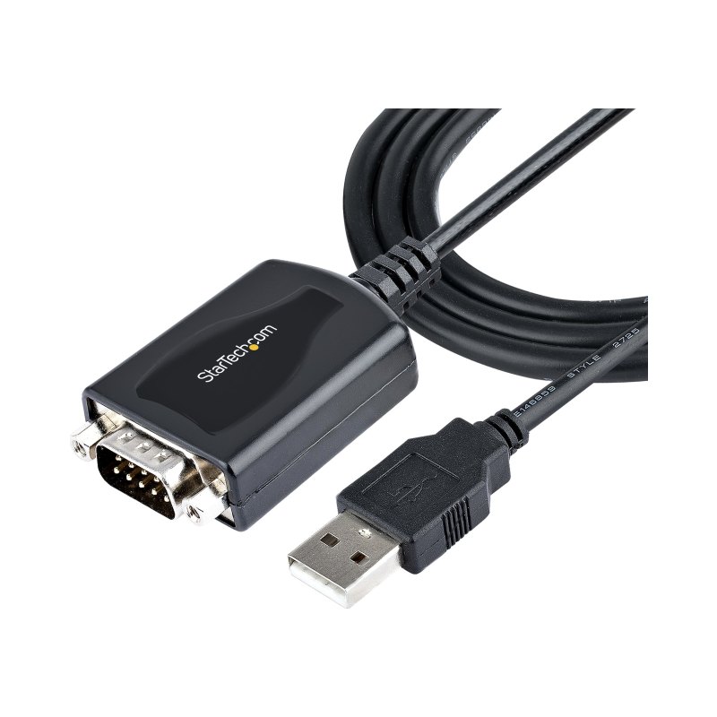 StarTech.com 3ft (1m) USB to Serial Cable with COM Port Retention, DB9 Male RS232 to USB Converter, USB to Serial Adapter for PLC/Printer/Scanner, Prolific Chipset, Windows/Mac - TAA
