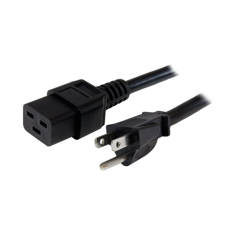 StarTech.com 6ft (1.8m) Heavy Duty Power Cord, NEMA 5-15P to C19 AC Power Cord, 15A 125V, 14AWG, Computer Power Cord, Heavy Gauge Power Cable for PDUs and Network Equipment, NEMA 5-15P to IEC 60320 C19 Power Cord