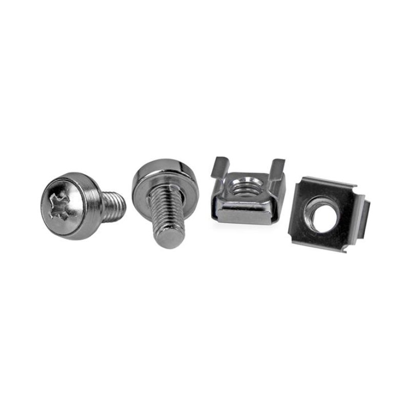 StarTech.com Lot de 50 Vis M6 de 12mm, Écrous Cage à Trou Carré et Outil d'Installation, Kit de Fixation pour Baies de Serveurs, Armoires et Boîtiers de 19" ou 10", Argent - TAA