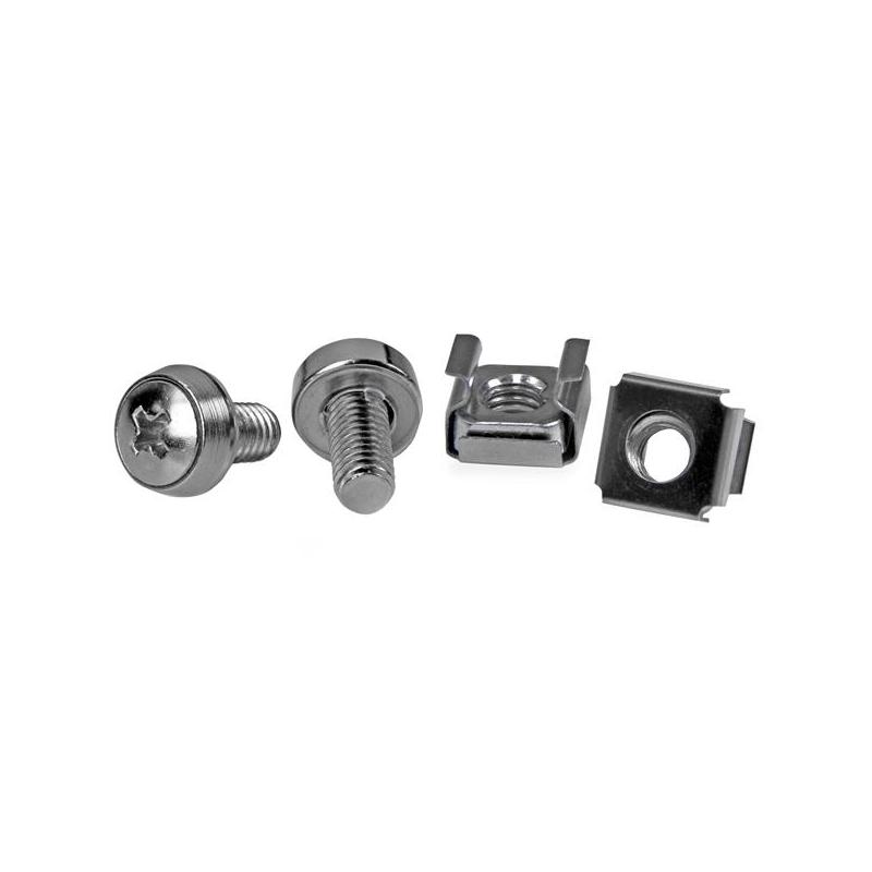 StarTech.com Lot de 50 Vis M6 de 12mm, Écrous Cage à Trou Carré et Outil d'Installation, Kit de Fixation pour Baies de Serveurs, Armoires et Boîtiers de 19" ou 10", Argent - TAA