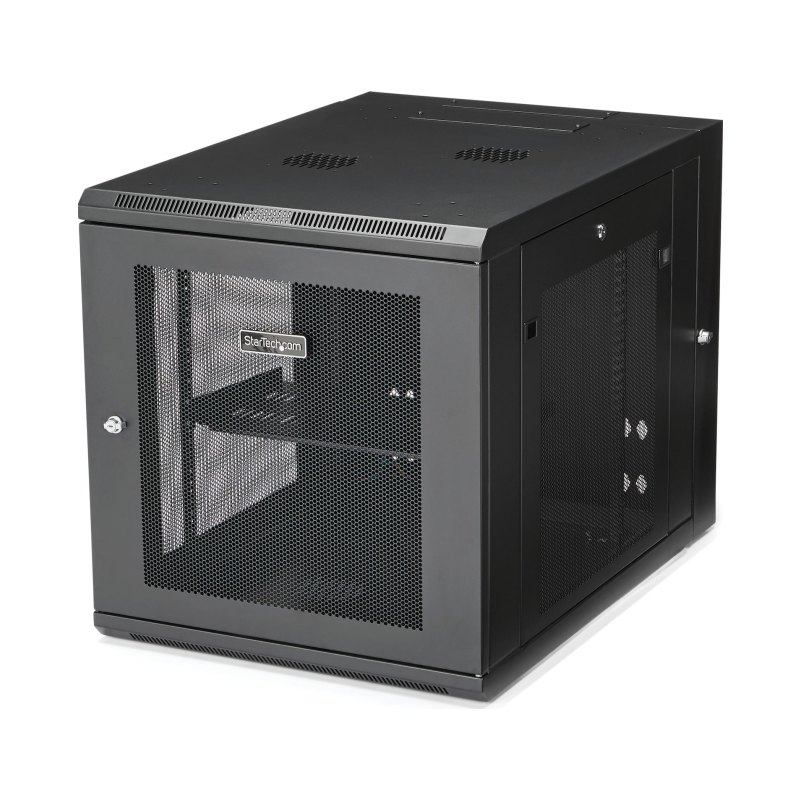 StarTech.com Armoire Réseau Murale à 4 Montants 12U avec Étagère 1U, Armoire Serveur Murale 19" à Charnières pour Équipement IT/AV/Électronique/Ordinateur, Armoire Rack Ventilée Flexible