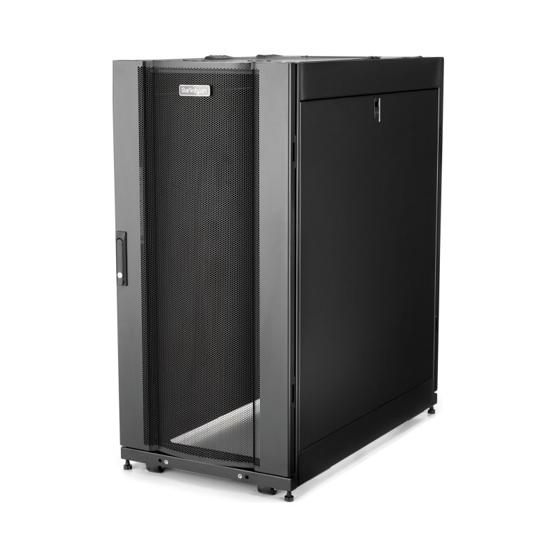 StarTech.com Armoire Rack Serveur 25U à 4 Montants, Armoire Verrouillable 19" pour Ordinateur/AV/Équipement IT, Rack Réseau pour Bureau/Domicile avec Roulettes et Rails de Montage Ajustables