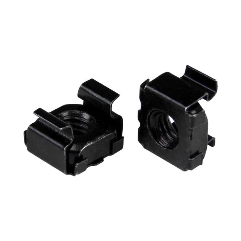 StarTech.com Lot de 100 Écrous Cage M6 à Trous Carrés et Outil d'Installation pour Baies de Serveurs, Armoires et Boîtiers de 19" ou 10", Noir - TAA