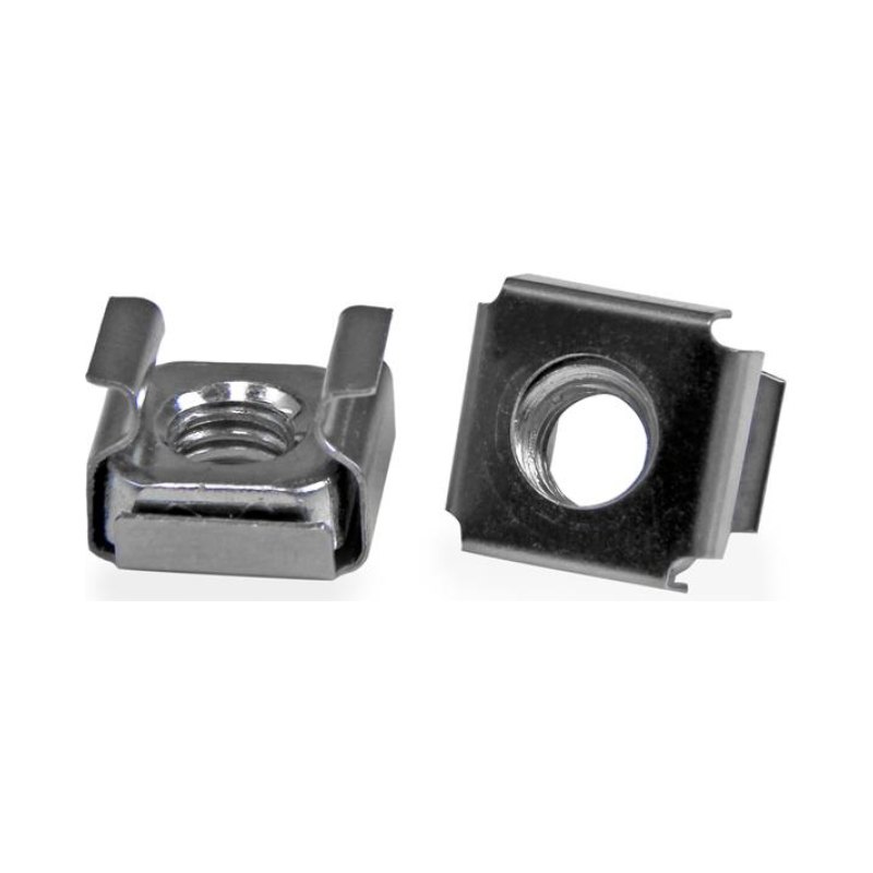 StarTech.com Lot de 50 Écrous Cage M6 à Trous Carrés et Outil d'Installation pour Baies de Serveurs, Armoires et Boîtiers de 19" ou 10", Argent - TAA