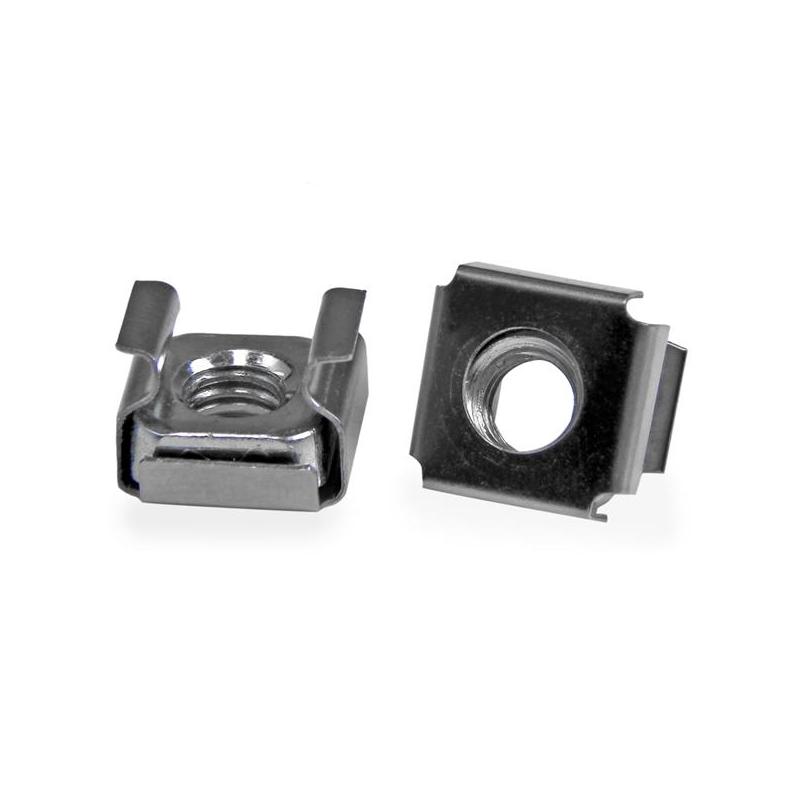 StarTech.com Lot de 50 Écrous Cage M6 à Trous Carrés et Outil d'Installation pour Baies de Serveurs, Armoires et Boîtiers de 19" ou 10", Argent - TAA