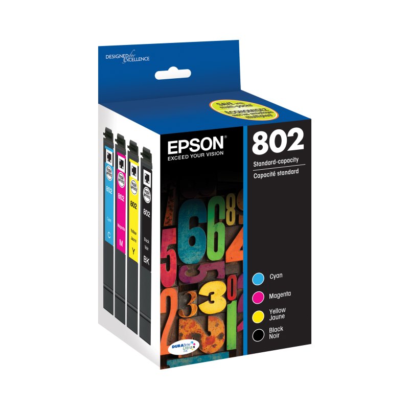 Epson T802 ink cartridge 4 pc(s) Original Standard Yield Black, Cyan, Magenta, Yellow