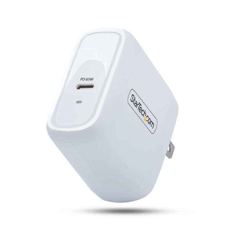 StarTech.com Chargeur d'ordinateur portable USB-C 65 W, chargeur GaN avec brick d'alimentation pour Dell, XPS, HP ProBook, MacBook Pro, Microsoft Surface Pro, Noir