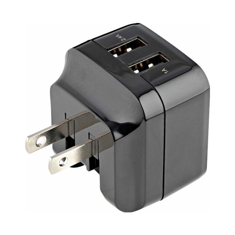 StarTech.com Chargeur mural USB 2 ports - Chargeur mural 17W (port 2,4A et 1A) - Adaptateur secteur USB-A double port - Prise de courant USB portable pour charger plusieurs appareils - Téléphones/Tablettes