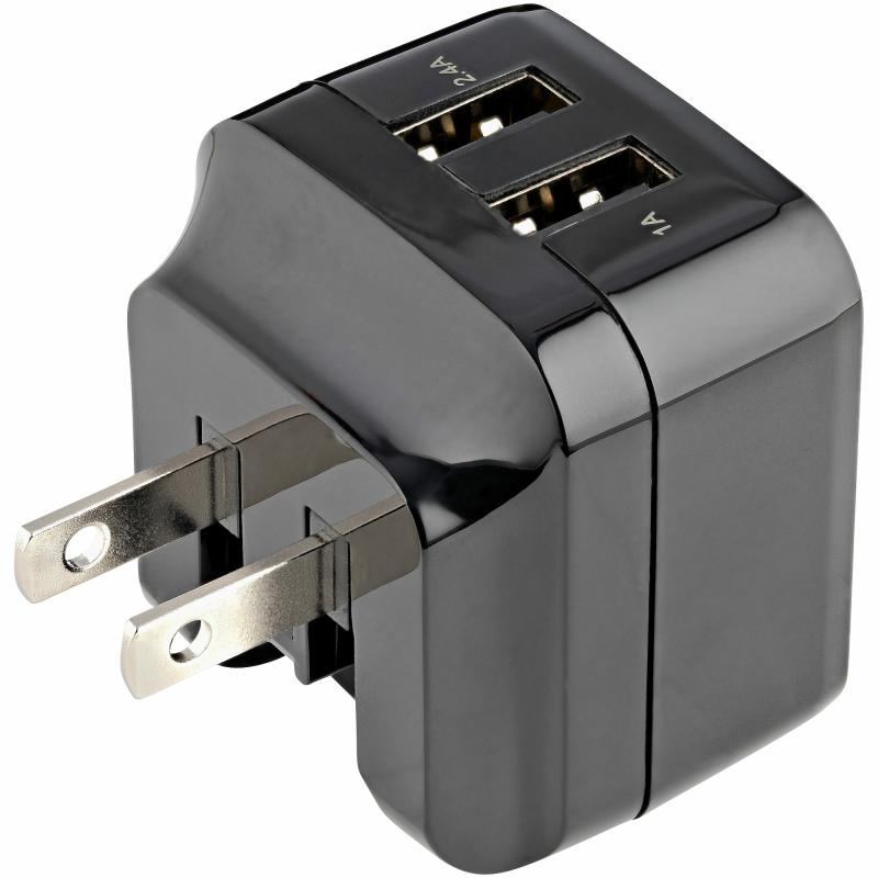 StarTech.com Chargeur mural USB 2 ports - Chargeur mural 17W (port 2,4A et 1A) - Adaptateur secteur USB-A double port - Prise de courant USB portable pour charger plusieurs appareils - Téléphones/Tablettes