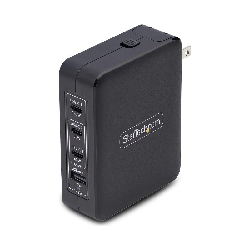 StarTech.com Chargeur Mural USB-C 140W, 3x USB-C/1x USB-A, Adaptateur d'Alimentation Power Delivery 3.1 International GaN pour MacBook/Dell XPS/Inspiron