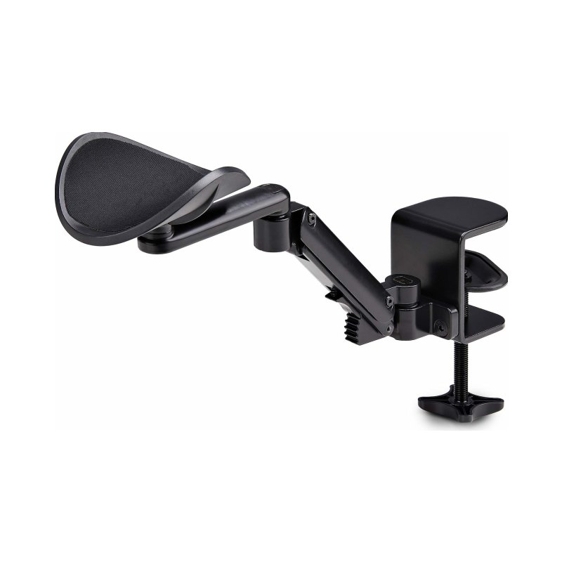 StarTech.com Repose Bras Articulé Ergonomique pour Bureau, Support Ergonomique Réglable pour Bras/Coude, Rotation à 360 Degrés, Repose-Bras/Appui-Bras avec Installation par Serrage sans Perçage, Noir