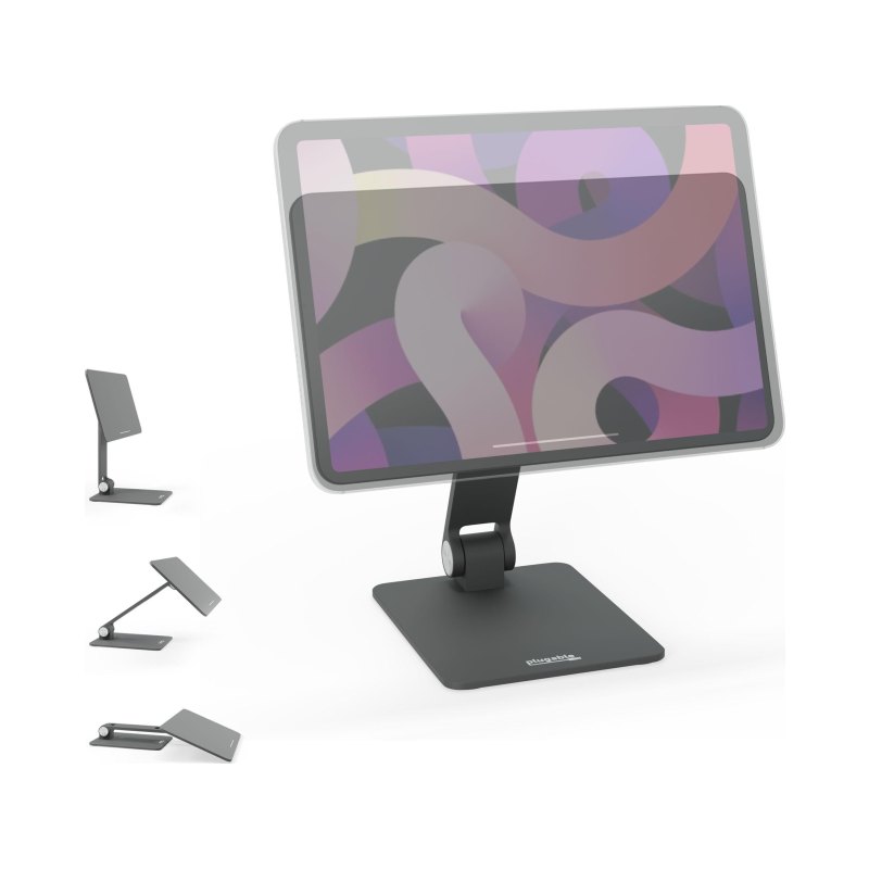 Plugable Technologies Magnetic Tablet Holder for iPad Pro 11 (1st/2nd/3rd/4th Gen, M2) iPad Air 10.9/11 (4th/5th Gen, M2), MagSafe Magnetic iPad Stand, Portable Foldable 360° Rotating Stand (AMS-STAND11)