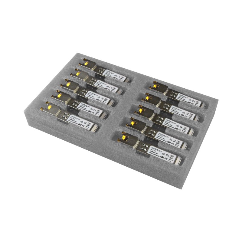 StarTech.com Cisco GLC-T Compatible SFP Module (10 Pack) - 1000BASE-T - SFP to RJ45 Cat6/Cat5e - 1GE Gigabit Ethernet SFP - RJ-45 100m - Cisco Firepower, ASR920, IE2000