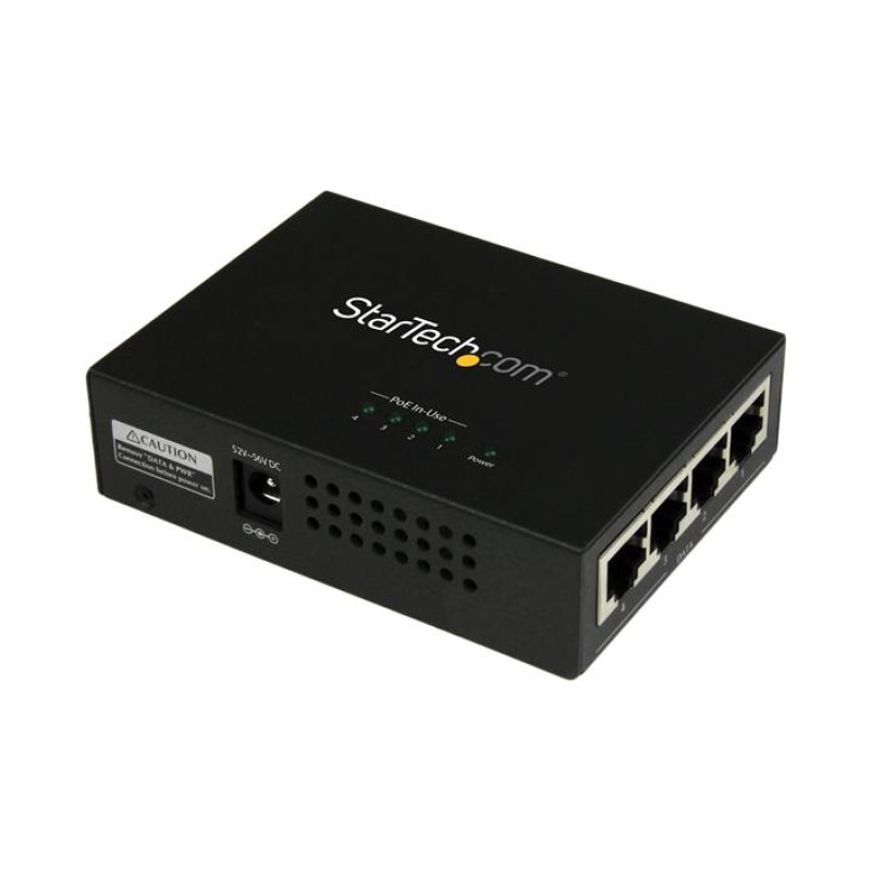 StarTech.com 4-Port Gigabit Midspan - PoE+ Injector - 802.3at/af - TAA