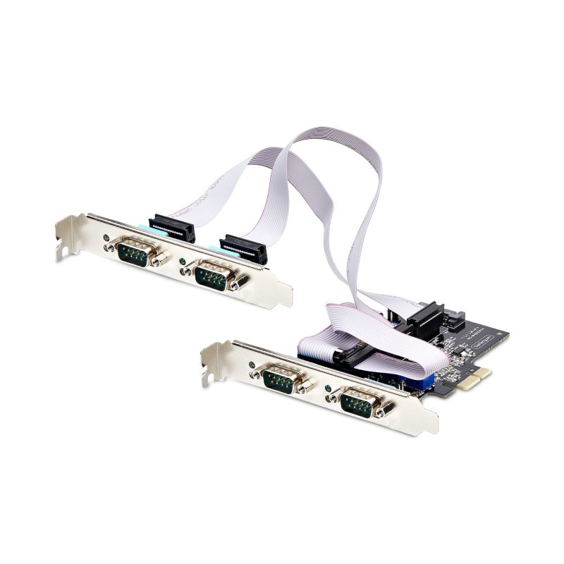 StarTech.com Carte Série PCI Express à 4 Ports - Adaptateur/Carte PCIe à 4 Ports vers RS232/RS422/RS485 (DB9), Support Bas-Profil Inclus, UART 16C1050, Windows/Linux, Conformité TAA - Protection ESD de niveau 4