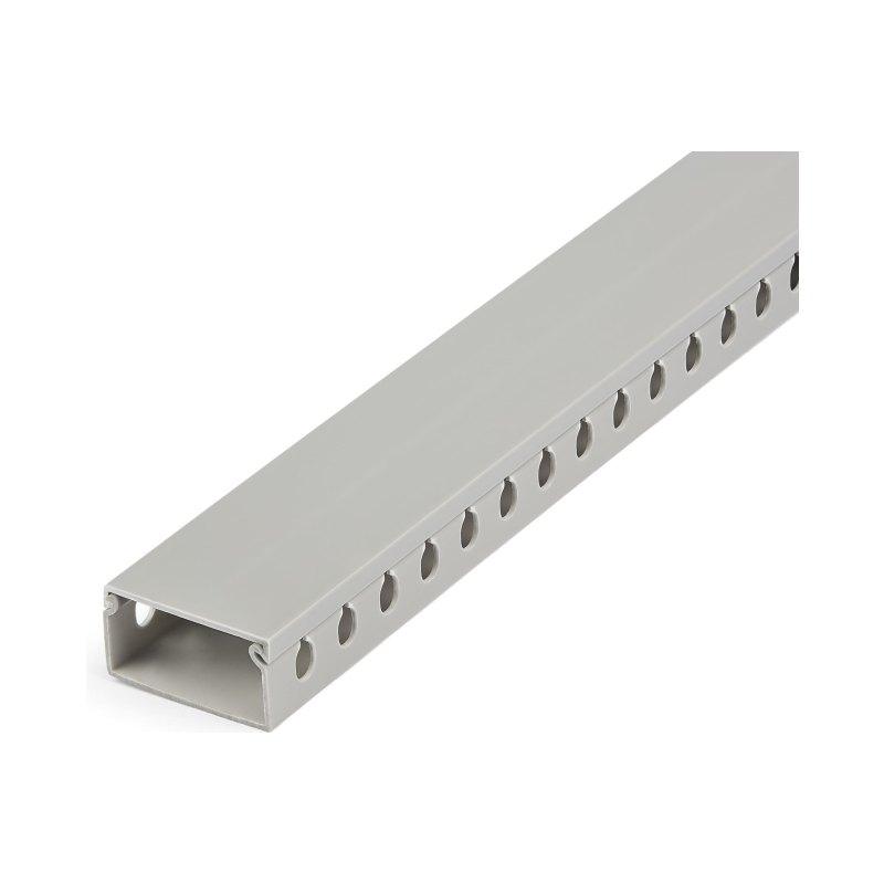 StarTech.com Chemin de Câbles PVC avec Couvercle - 50mm W x 25mm H - Longueur 2m - Slots Parallels 8mm, Goulotte Cache Câble Murale Câble Réseau PVC, max. 20 câbles, Homologué UL