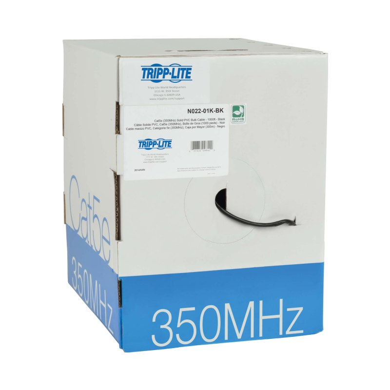1Kft Blk Cat5E Solid Bulk Cbl