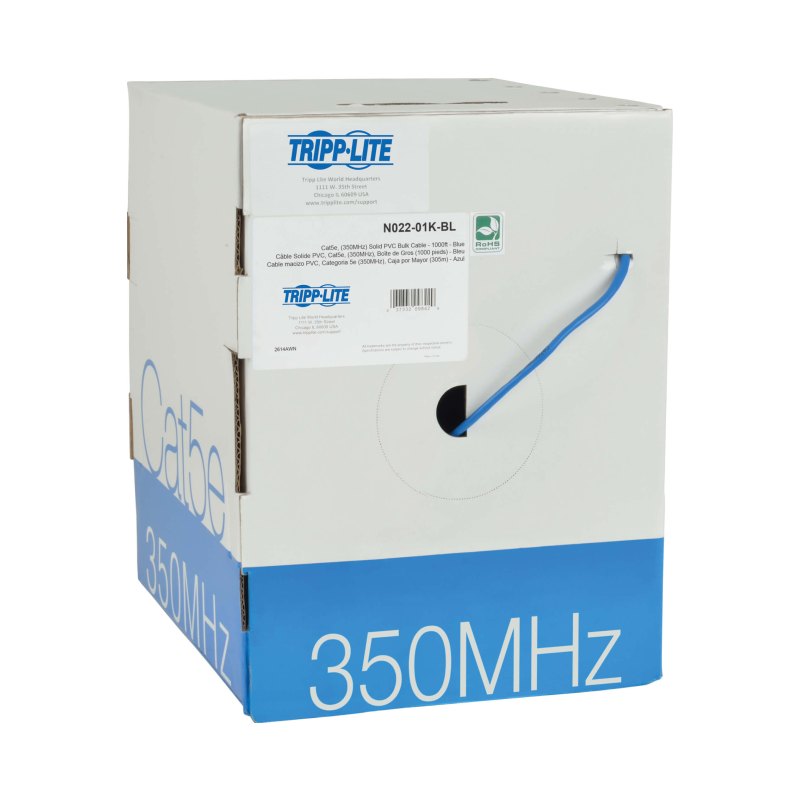 1Kft Blu Cat5E Solid Bulk Cbl