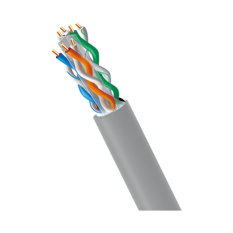 Cat6A Cmr 1000Ft Riser Cable - Solid Copper Ethernet Cable Grey