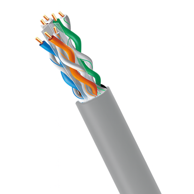 Cat6A Cmr 1000Ft Riser Cable - Solid Copper Ethernet Cable Grey
