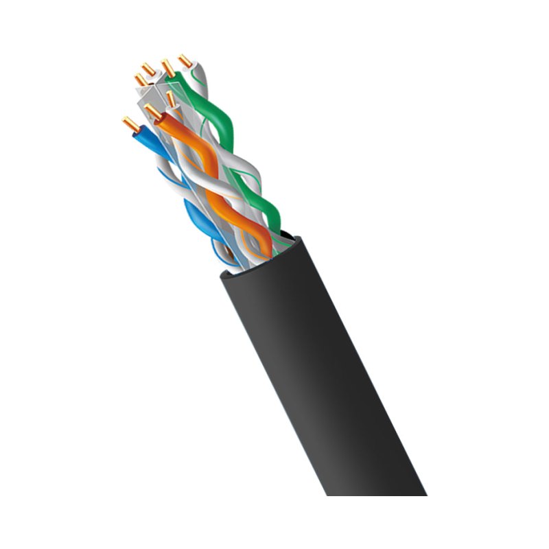 Cat6A Cmr 1000Ft Riser Cable - Solid Copper Ethernet Cable Black