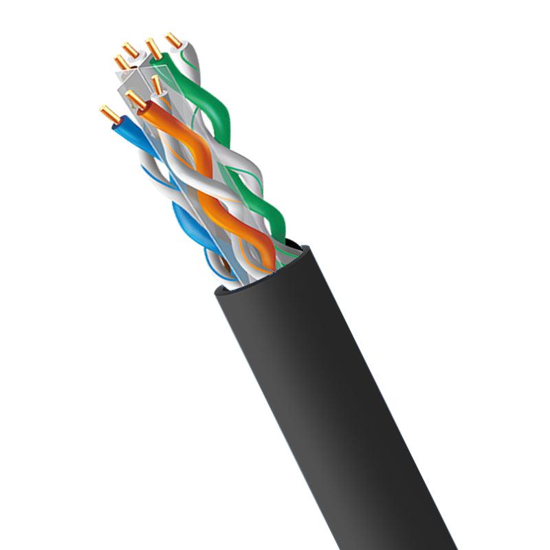 Cat6A Cmr 1000Ft Riser Cable - Solid Copper Ethernet Cable Black