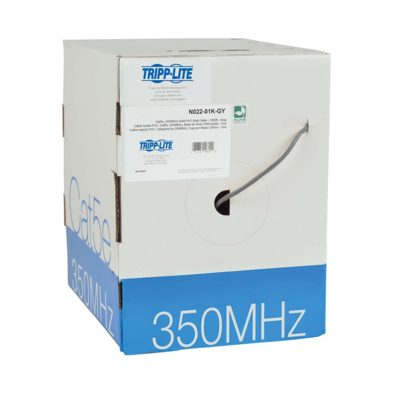 1Kft Gry Cat5E Solid Bulk Cbl