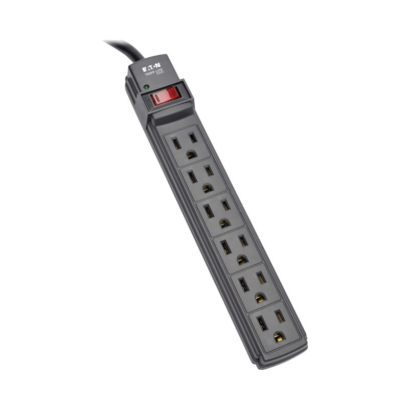 Power Strip 6Out Nema 5-15R Ac 6Ft Cord 5-15P Black Housing
