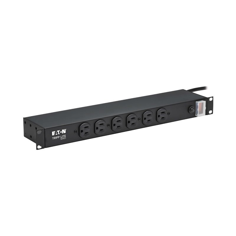 Powerstrip 12Outlet Rackmnt 1U 15Ft-Cord Switch 6 Front 6 Rear