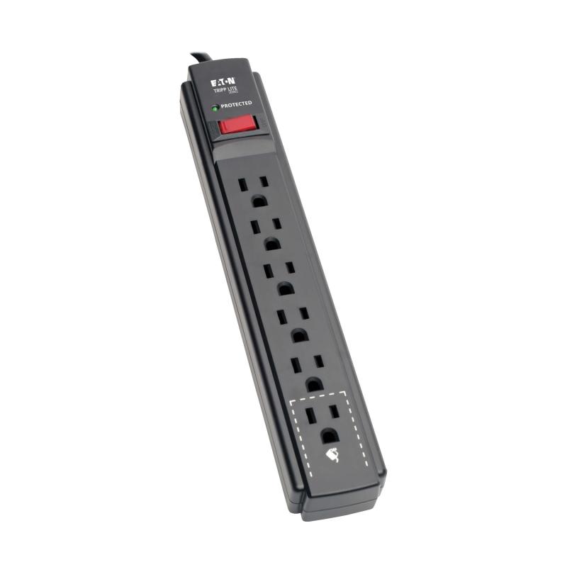 6Out Surge Protector Power Strip 15Ft Cord 790J Black