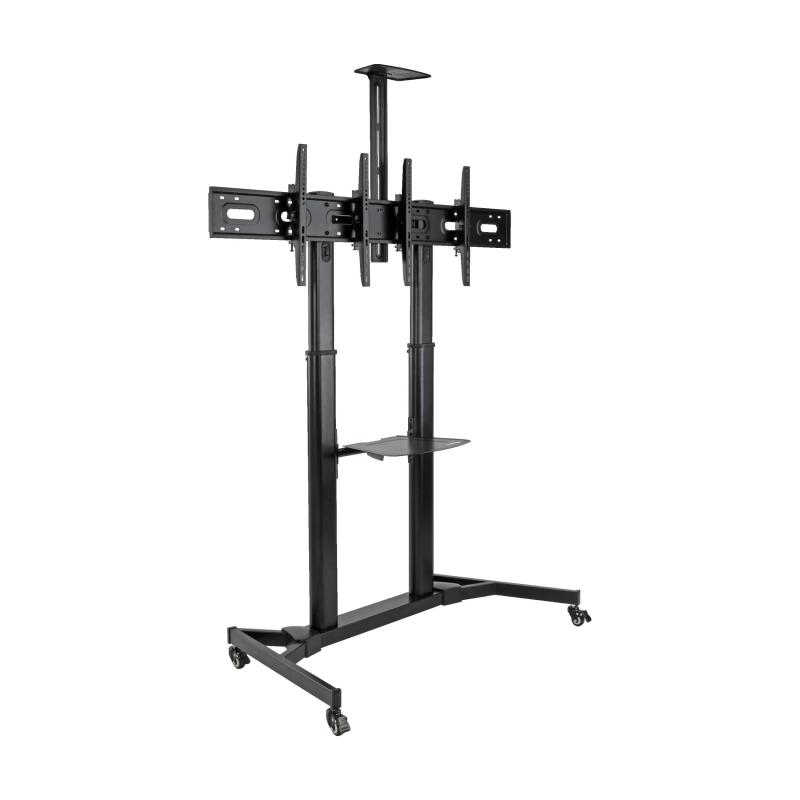 Rolling Dual-Screen Tv/Monitor Cart For Two 35In-45In Displays