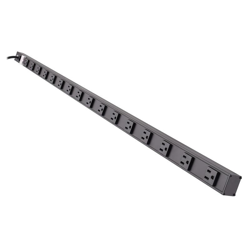 16Out Power Strip 5-15R 15 Cord Vertical 5-15P 48In Black