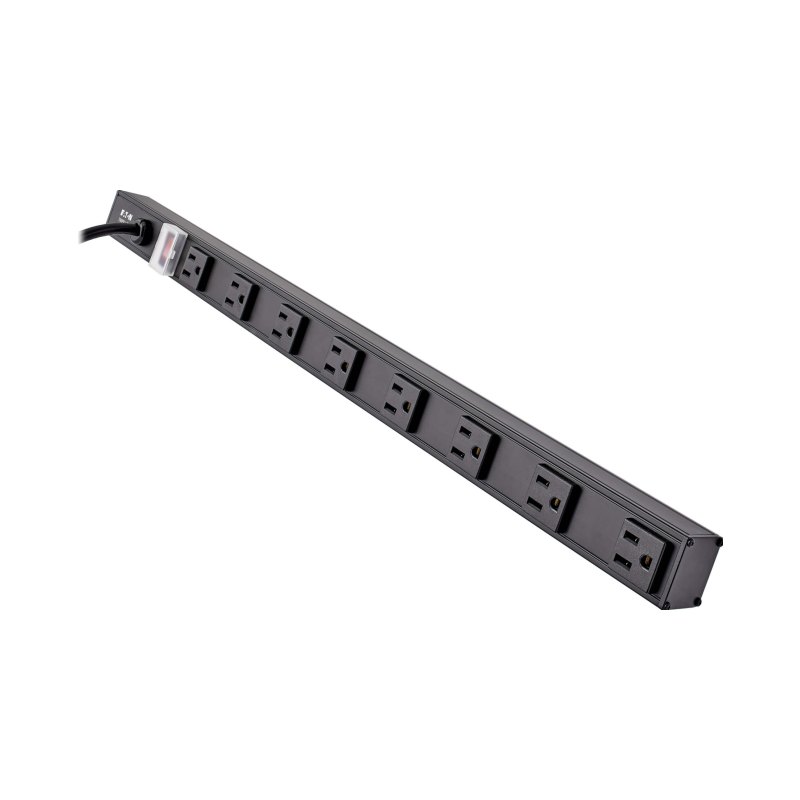 8Out Power Strip 5-15R 15 Cord Vertical 5-15P 24In Black