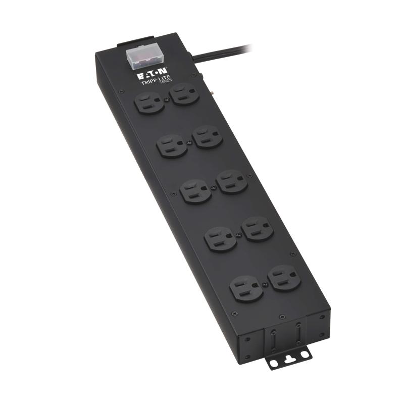 10 Outlet Industrial Powerstrip Waber Metal Plug Spacing 15Ft Cord
