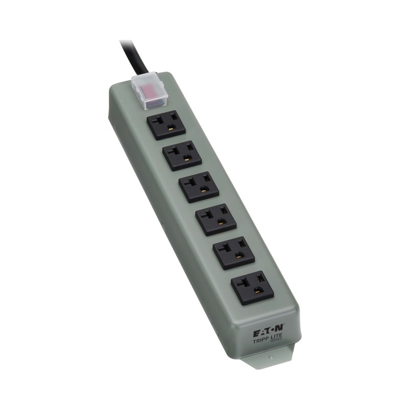 6 Outlet Industrial Power Strip Waber Metal 5-20P/5-15P 15Ft Cord