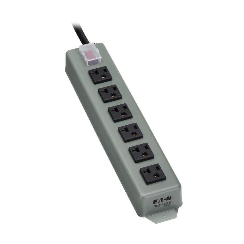 6 Outlet Industrial Power Strip Waber Metal 5-20P/5-15P 15Ft Cord