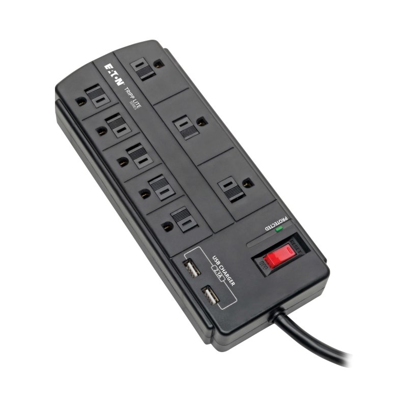 Surge Protector Strip 8Out 2 Usb Charging Ports 8Ft Cord