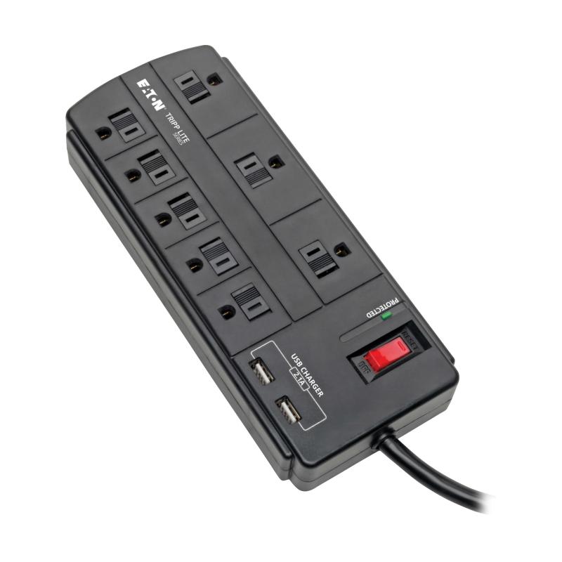 Surge Protector Strip 8Out 2 Usb Charging Ports 8Ft Cord
