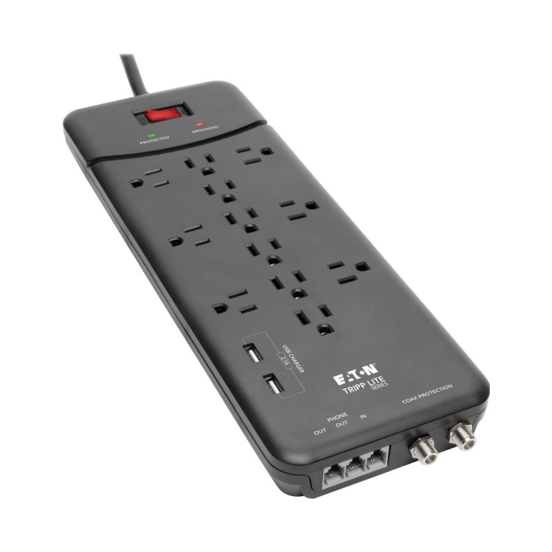 12Out Surge Protector Strip 2 Usb Ports Tel/Modem/Coax 4320 J